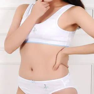 [하프클럽/]소녀 주니어 화이트 스포츠브라 1단계 운동용 브라 여성 피트니