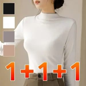 1+1+1 여성 폴라 티셔츠 겨울 긴팔 이너 반목티 3P