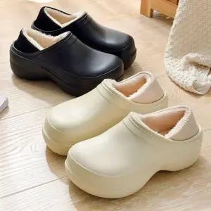 고품질 여성 방한 방수 푹신한 털안감 슬리퍼 겨울 초경량 겨울 (WFKBKJS)