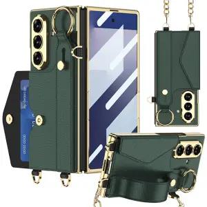 갤럭시Z폴드7 Z폴드6 제트지 카드수납 핑거 손목 스트랩 거치대 가죽 핸드폰 케이스