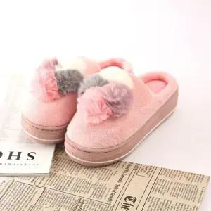 사색 방울 통굽 슬리퍼 사무실 거실화 슬리퍼 빅체크 겨울실내화 (WFKBDR8)