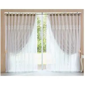 지나송 침실 웨딩 암막 커튼 페리도트 특대형 베이지