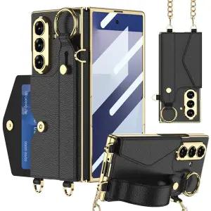 갤럭시Z폴드7 제트 지 카드수납 핑거 손목 스트랩 거치대 가죽 핸드폰 케이스