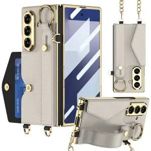 갤럭시Z폴드6 제트 지 카드수납 핑거 손목 스트랩 거치대 가죽 핸드폰 케이스