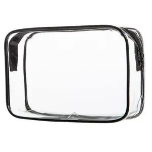 사각 투명파우치 여행가방 세면백 PVC 방수 휴대용 중 (WFKBRL5)