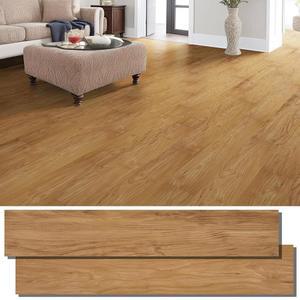 인모자타 필 앤 스틱 바닥 타일 비닐 바닥재, 방수 판자 바닥재 36팩 54제곱피트 우드 그레인 셀프 접착 침실, 거실, 주방, RV 버리우드