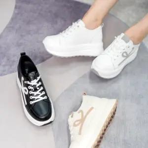 [제이시]제이시 여자키높이 소가죽 통굽 밴딩 운동화 7cm K345