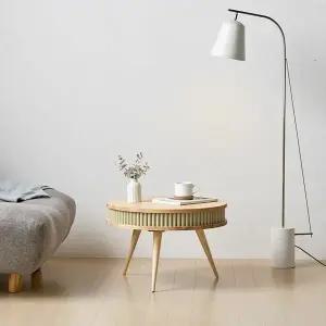 플랜데코 로탄 템바보드 원형 사이드 협탁 테이블 600