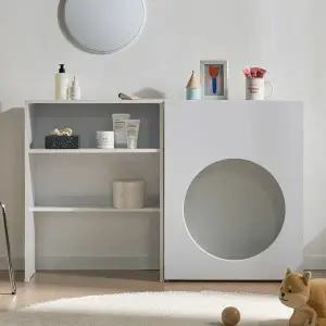 히트가구 C1382 원형 오픈 수납 화장대 세트 1200 2colors