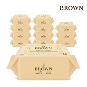 아기물티슈 브라운 물티슈 오리지널 플러스 20매 휴대용 캡형 12팩 435090