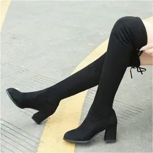 여성 겨울 오버니하이 슬림핏 기모안감 스웨이드 롱부츠