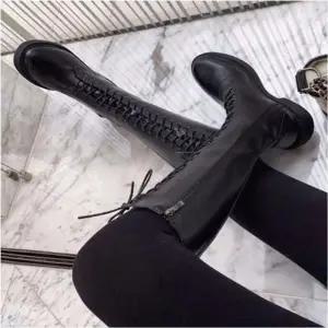 여성 레이스업 겨울 기모안감 롱부츠 다리길어보이는 슬림핏