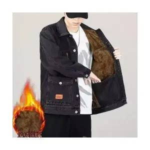 키체샵 남성 청자켓 블랙 데님 코트 겨울 기모 가을 캐주얼 자켓 HO4