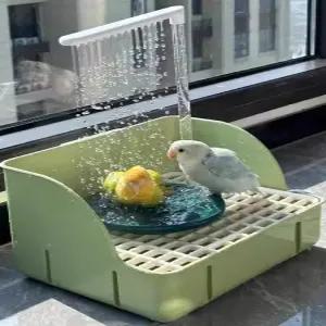 앵무새 샤워욕조 자동 펌프 놀이터 목욕 물 더블파이프 순환