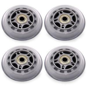 베어링이 있는 벤리우드 인라인 스케이트 휠, 사무용 의자, 수하물용 76mm 실외 및 실내 클리어 휠(4팩, 실버) 3인치 롤러 블레이드