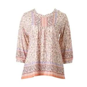 [갤러리아] [여]편안하고 여성스러운 화사한 컬러감 꽃보더나염 프린트 홈웨어 상의(VEVS117W)