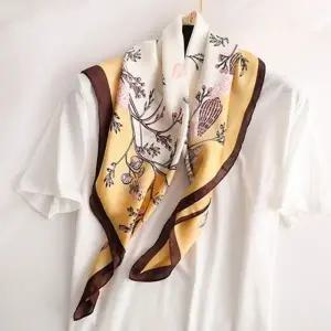 여성 실크 소재 캐주얼 패턴 봄 사각 스카프