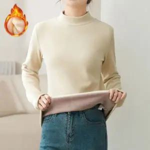 플리스티셔츠 하프넥 여성 기모 플리스 반폴라 긴팔 겨울긴팔 티셔츠