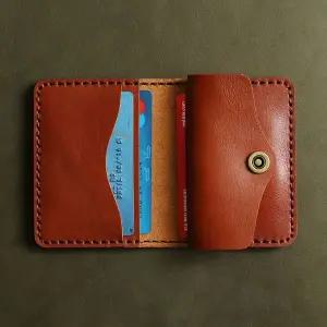 [하프클럽/]가죽 동전수납 카드지갑 브라운