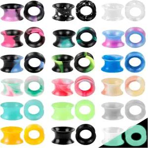 WINSENET 40Pcs 실리콘 이어 게이지 유연한 터널 부드러운 익스팬더 스트레칭 플러그 남성용 컬러풀 더블
