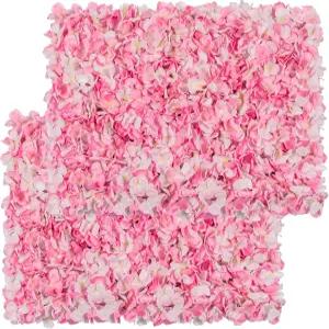 플라워 월 패널 세트 U Artliens 인조 배경 24x16 인치 3D 실크 수국 로즈 플로럴 사진 홈 파티 웨딩 장식