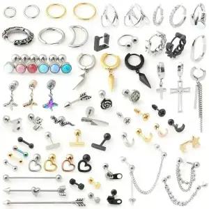 써지컬스틸 피어싱 귀걸이 남자 여자 링 세그먼트링 드롭 체인