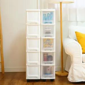 모던 슬림 틈새 서랍장 5단 220 플라스틱 수납장 바퀴별매