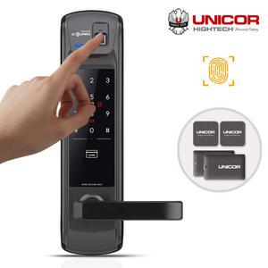 유니코 지문인식 신제품 레체2 카드키4개+번호키 0초즉시잠금(잠김속도조절) 정확한 지문인증 강력한 내구성 이중잠금 도어록 현관문 디지털도어락 스마트라이팅 전기충격방지 허수기능