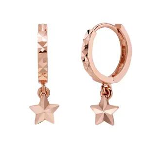 14K 귀걸이 원터치 드롭 링 큐빅티 스타