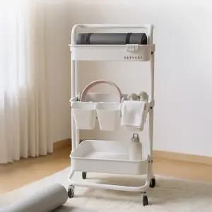 이고진 가보리 이동식 트롤리 3단 핸드 카트 웨건 회전 주방