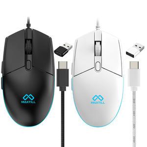 맥스틸 C타입 + USB 저소음 유선 마우스 게이밍 사무용 아이패드 태블릿 노트북 컴퓨터 PC 스마트폰 GM-MCU20