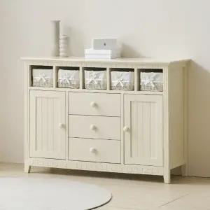 밀키웨이 아쿠아 원목도장 라탄 와이드 수납장