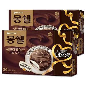롯데 몽쉘 생크림케이크 카카오 24개입 816g 2개