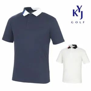 [김영주골프] 여름 컬러 블록 카라넥 스판 필드룩 남성 골프 반팔티셔츠 DPMMTS65