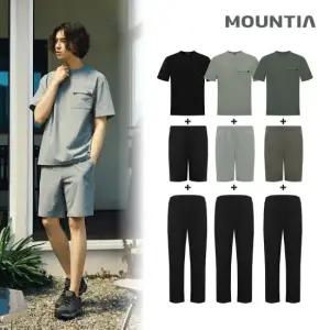 [런칭 74,900원]마운티아  최신상 남성 썸머 셋업 3종 (반팔티+반바지+긴바지)