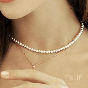 [레뉴] 4미리 진주 비드 목걸이 / 14K 골드 4mm 클래식 스와로브스키 크리스탈 펄
