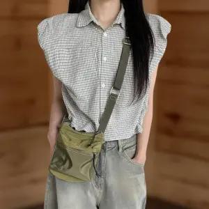 여성용 미니 크로스백 스티치 포켓 캐주얼 가방