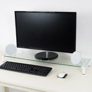 튼튼한 유리 모니터선반 두꺼운 하부공간 듀얼받침대
