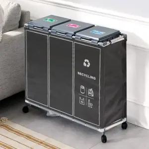 재활용 커버세트 3단 분리수거 함 대 쓰레기통 쓰레기 통 가정용 분리수거 함 재활용 휴지통