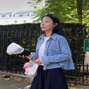 브릿지 스트라이프 세미크롭 셔츠 (one color)