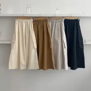 여성 맥시 플레어 카고 롱스커트 밴딩 가을용