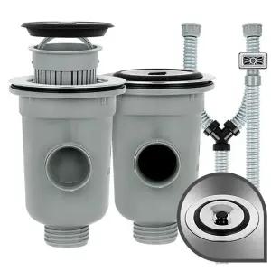 싱크통세트 싱크대배수구 2구 배수구망 씽크대배수구교체 호스 싱크대트랩 씽크대배수구