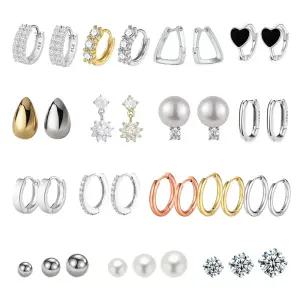 랑데시아 귀걸이 실버 925 은 골드 금 링 큐빅 웨딩 진주 하트 플라워 패션 물방울 귀걸이 결혼식