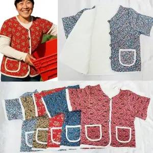 촌티 누비 꽃무늬 반팔조끼 양털조끼 겨울조끼 발열조끼 촌캉스 김장조끼