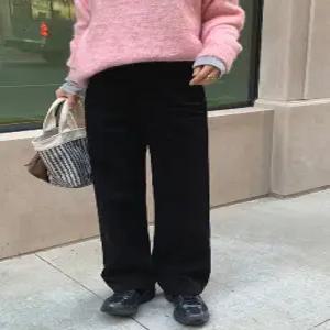 2377 블랙 속기모 여유 일자핏 데님 (one color) 허리속밴딩