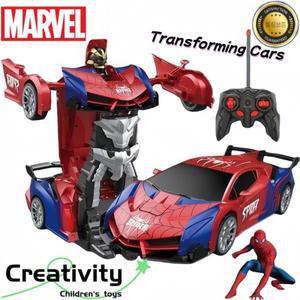 마블 아이언맨 스파이더맨 변신 원격 조종 자동차 로봇 애니메이션 패션 충전식 장난감 소년 소녀 생일 선