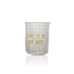 [하프클럽/]다용도 원형 바구니 모던체크 그레이 오픈형