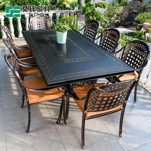 주물 테이블세트 정원 야외 알루미늄 바베큐 8인용 200x100 테이블