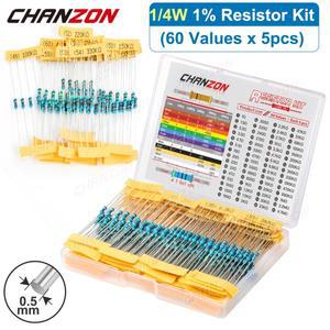 60 값 14W 금속 필름 저항기 키트 300개갑 1 10 220 330 470 1K 4.7K 옴 1% 고정밀 세트 모음