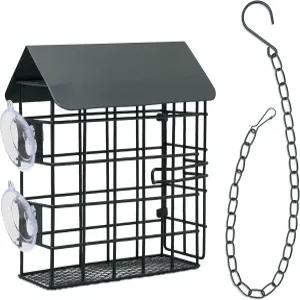 매거디 필즈 창문 수트 버드 피더 - 지붕이 있는 싱글 케이크 홀더 외부 장식 야생 조류 딱따구리 유인